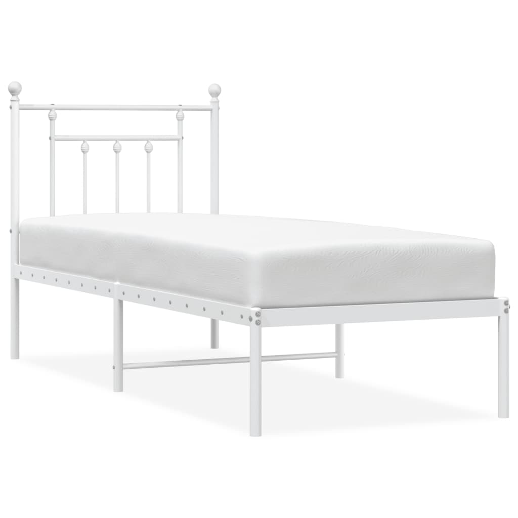 Metalni okvir krevet bez madraca s uzglavljem bijeli 75x190 cm
