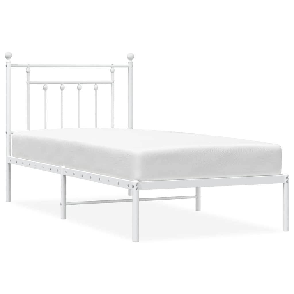 Metalni okvir za krevet s uzglavljem bijeli 90 x 190 cm