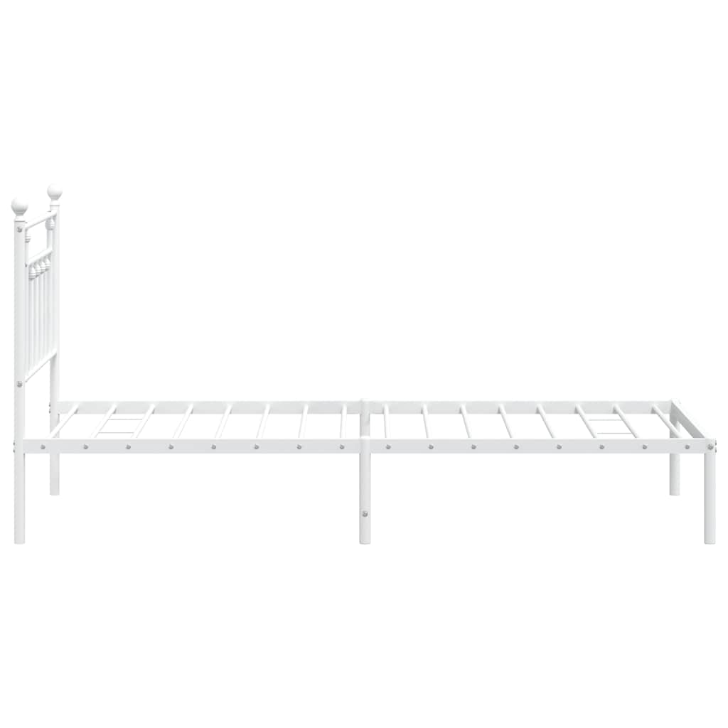 Metalni okvir za krevet s uzglavljem bijeli 90 x 190 cm