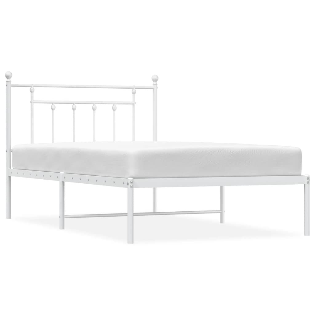 Metalni okvir za krevet s uzglavljem bijeli 107x203 cm