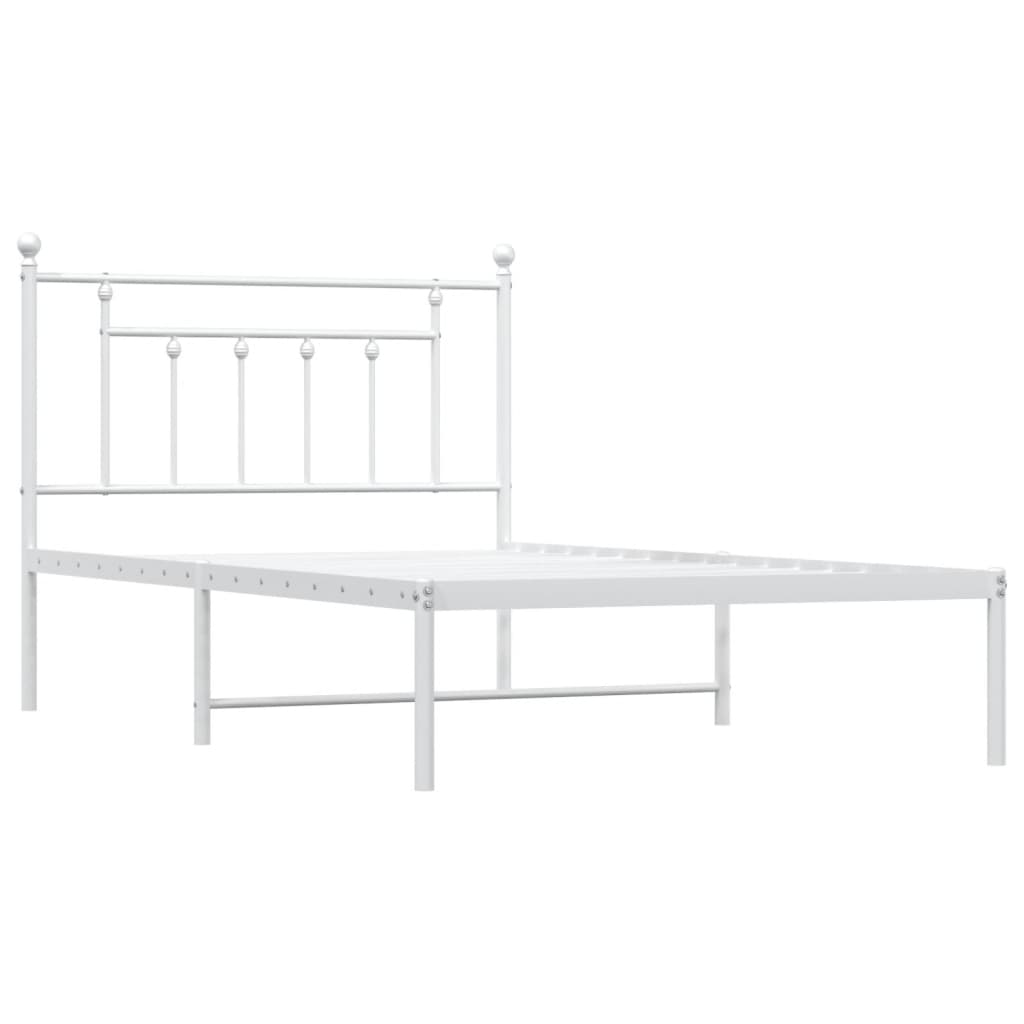 Metalni okvir za krevet s uzglavljem bijeli 107x203 cm