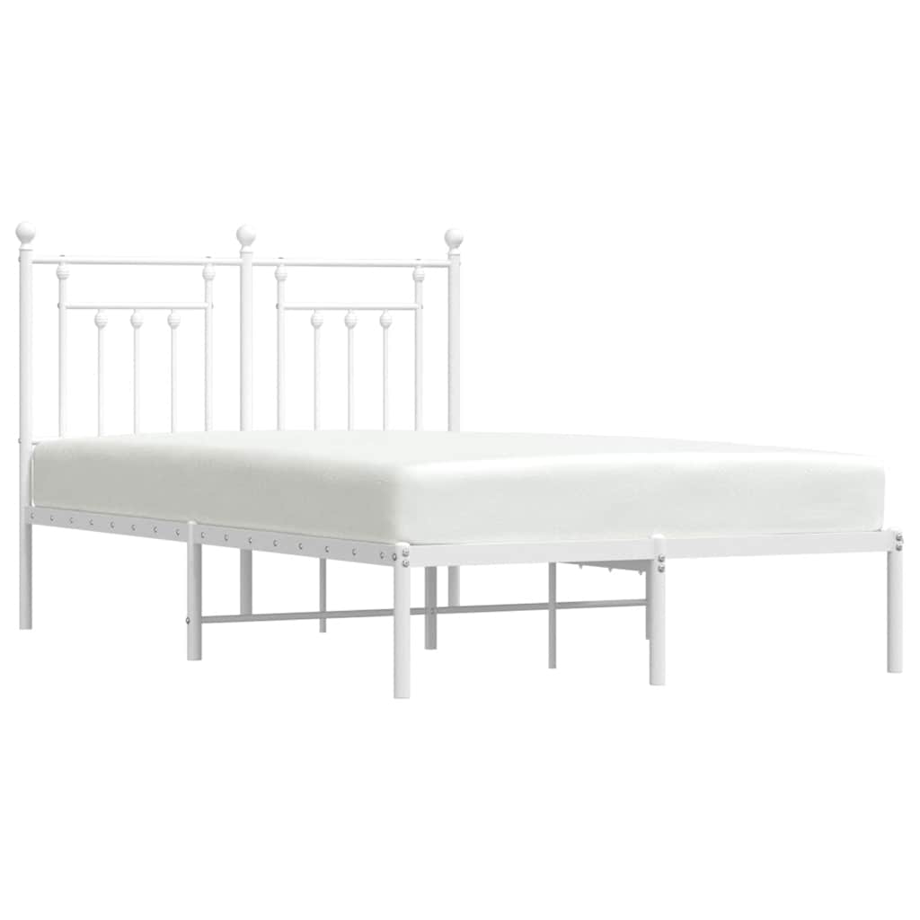 Metalni okvir za krevet s uzglavljem bijeli 120 x 190 cm