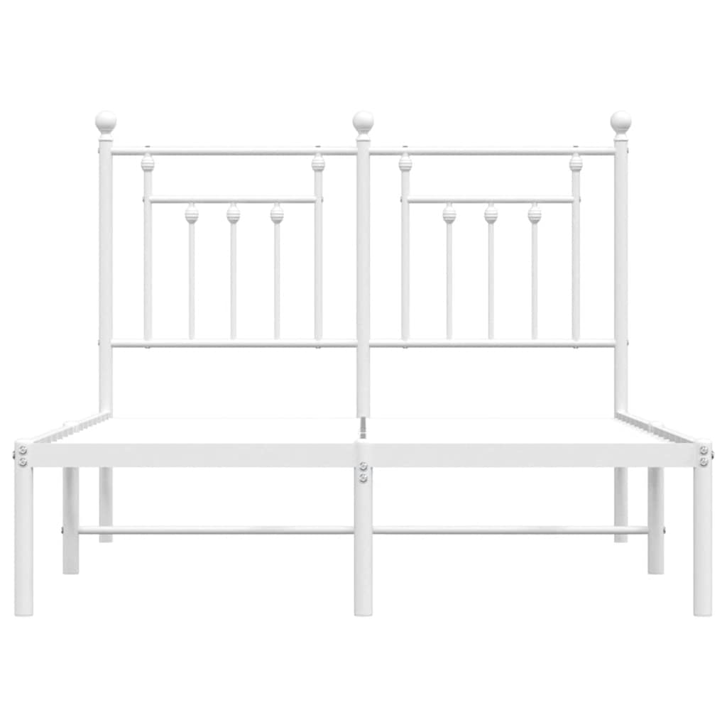 Metalni okvir za krevet s uzglavljem bijeli 120 x 190 cm
