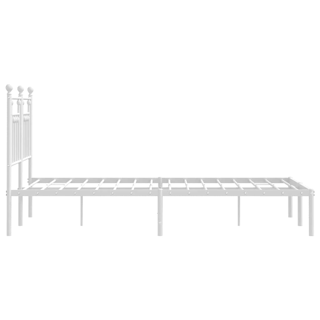 Metalni okvir za krevet s uzglavljem bijeli 120 x 190 cm