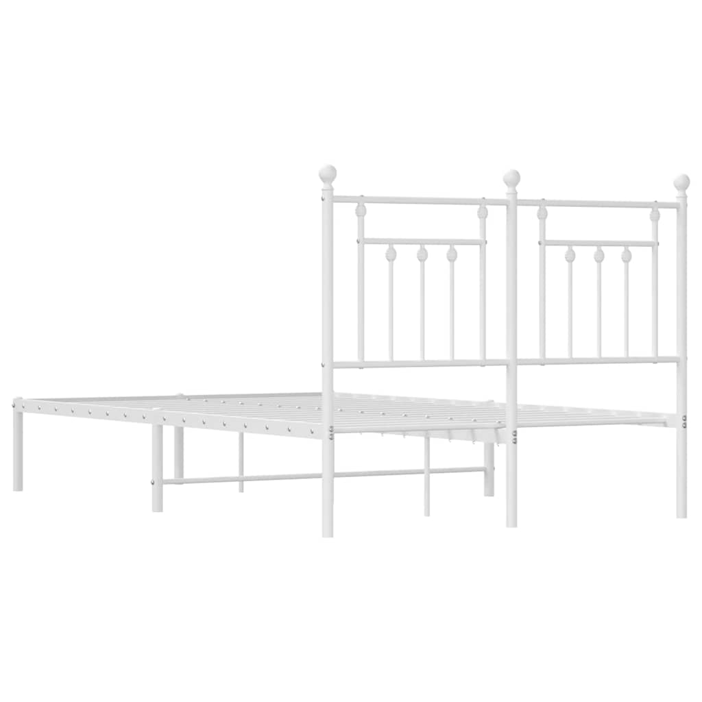 Metalni okvir za krevet s uzglavljem bijeli 120 x 190 cm