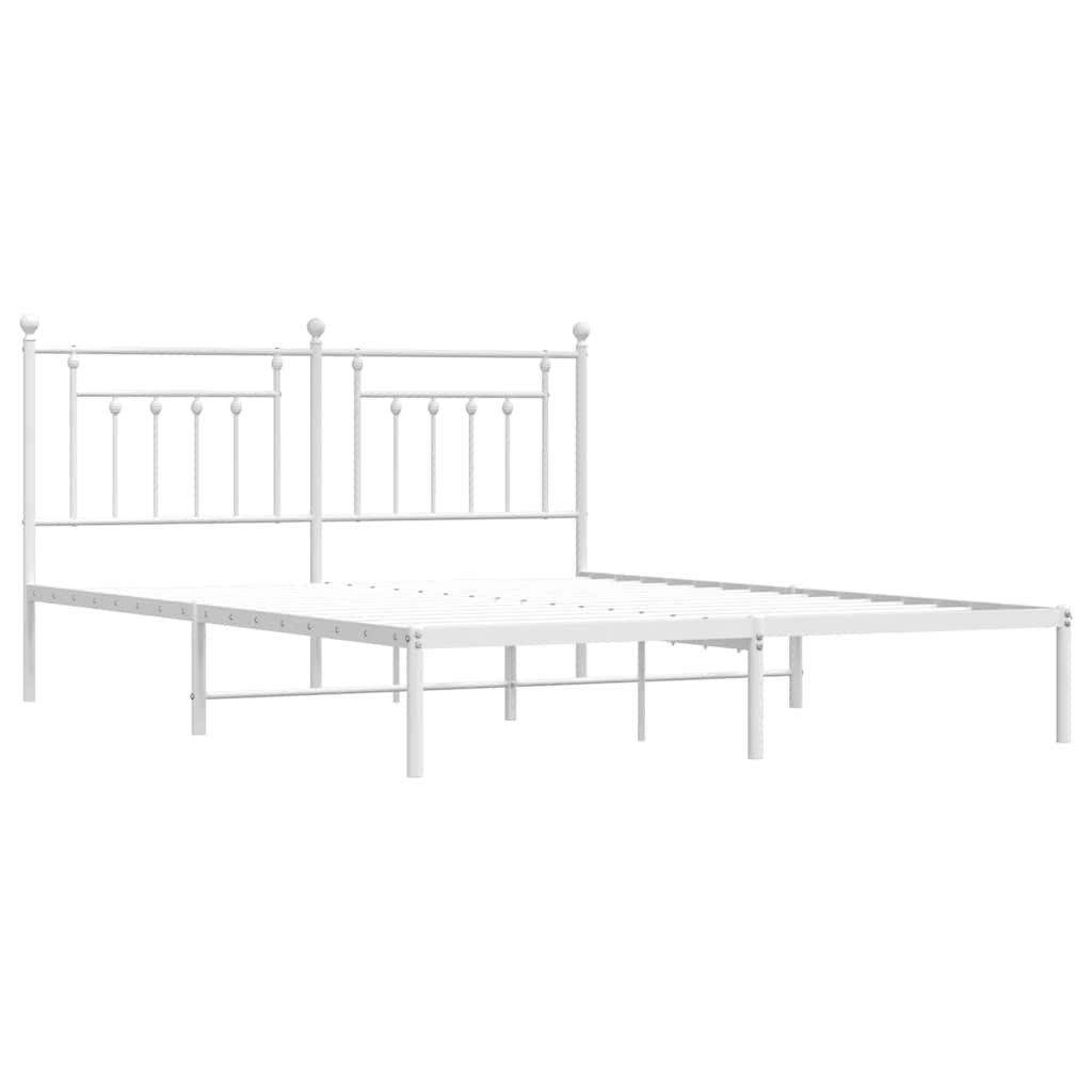 Metalni okvir za krevet s uzglavljem bijeli 160x200 cm