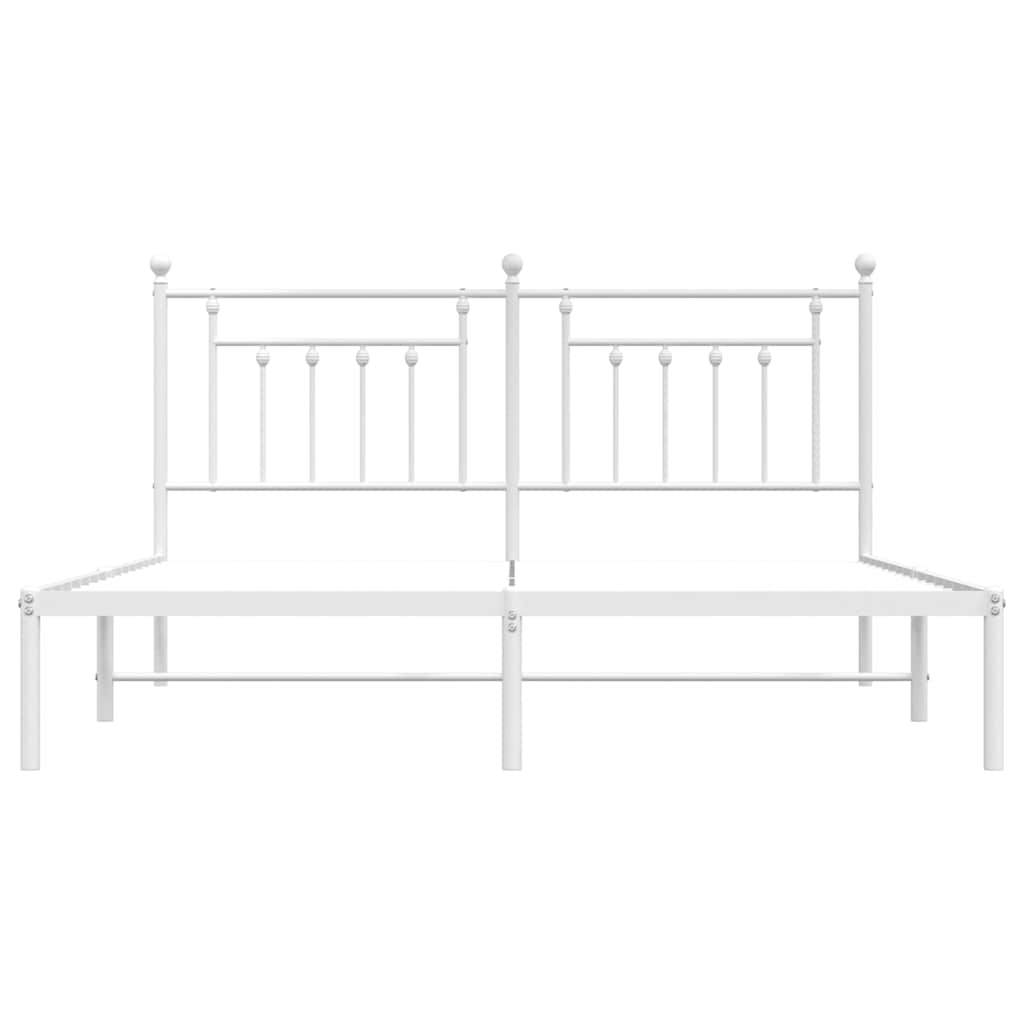Metalni okvir za krevet s uzglavljem bijeli 160x200 cm
