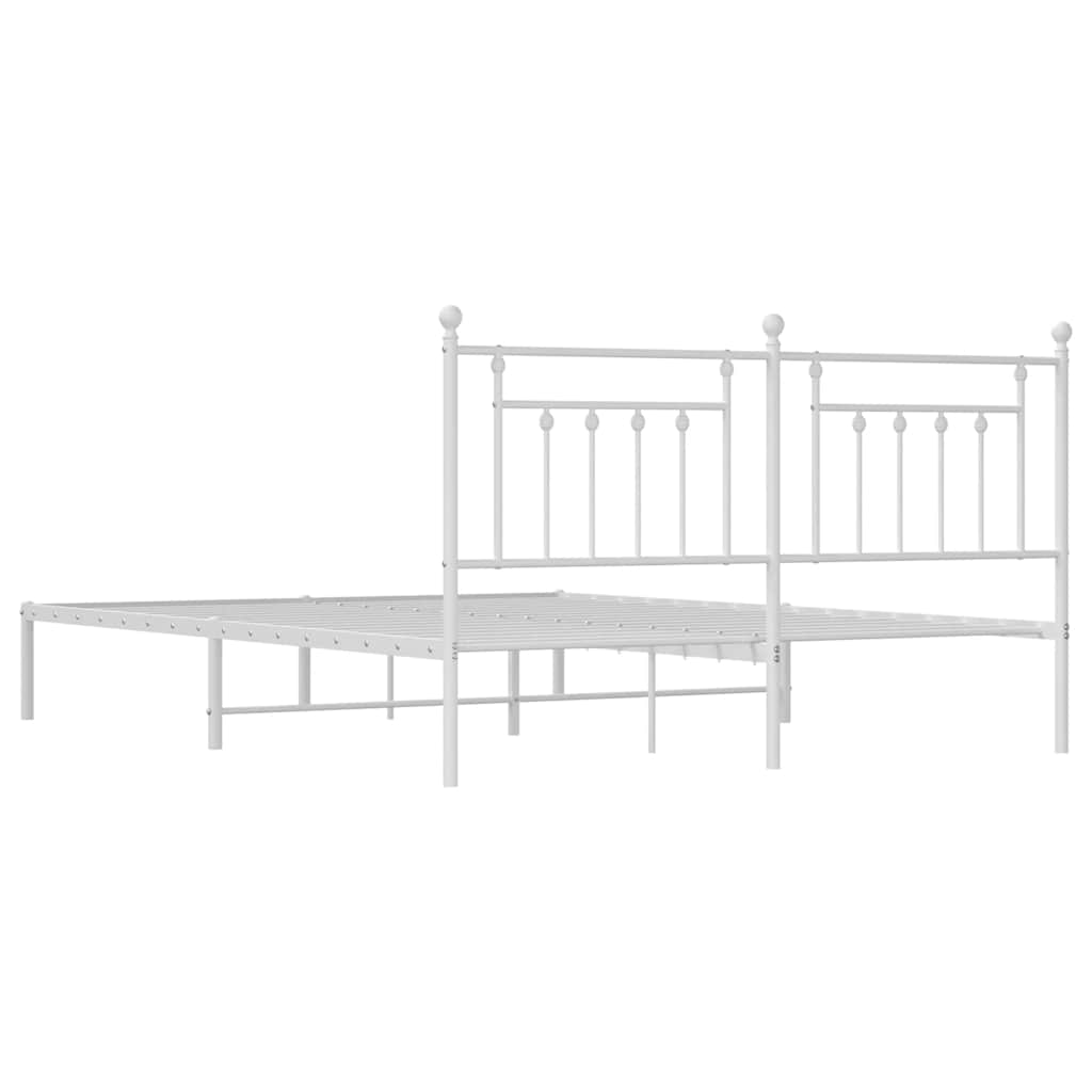 Metalni okvir za krevet s uzglavljem bijeli 160x200 cm