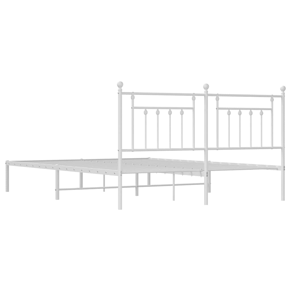 Metalni okvir za krevet s uzglavljem bijeli 180x200 cm
