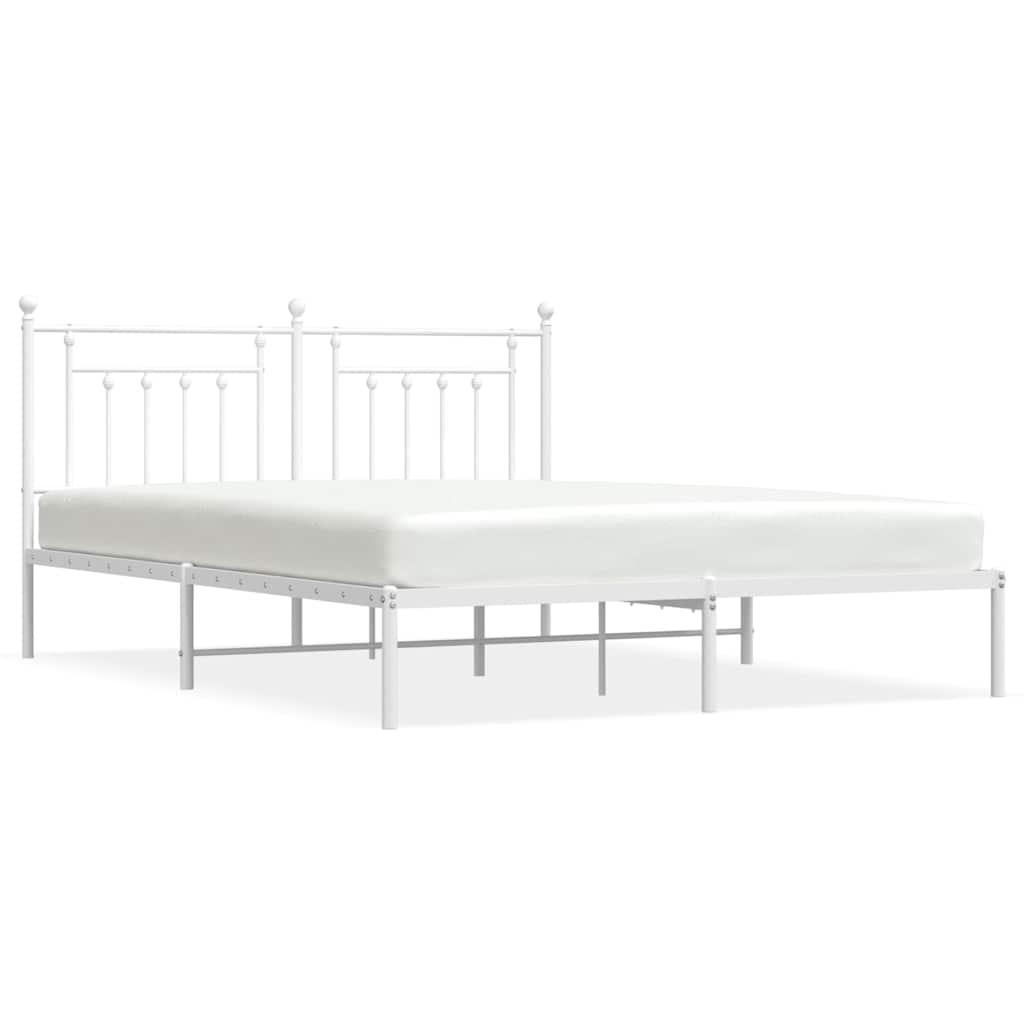 Metalni okvir za krevet s uzglavljem bijeli 183x213 cm