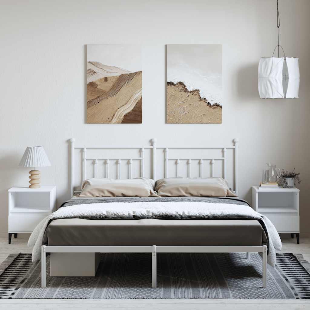 Metalni okvir za krevet s uzglavljem bijeli 183x213 cm