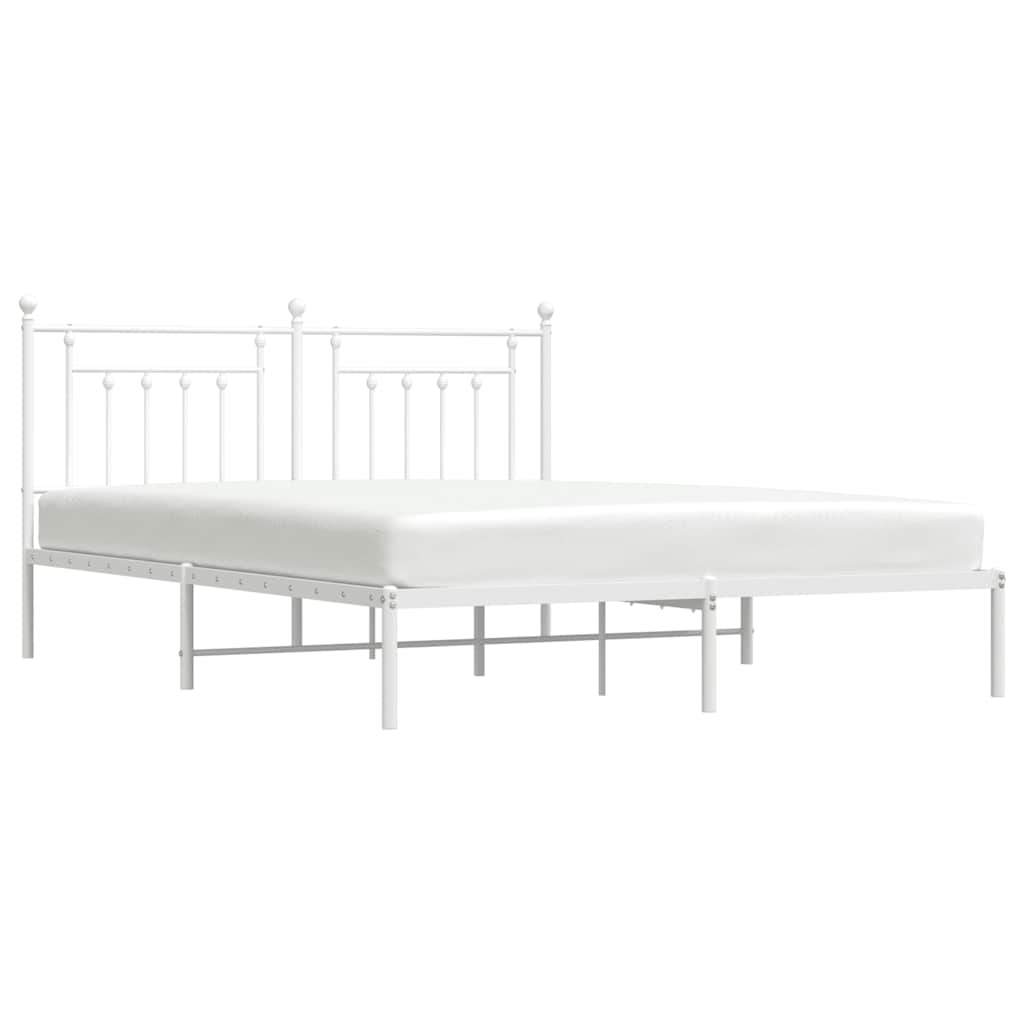 Metalni okvir za krevet s uzglavljem bijeli 183x213 cm