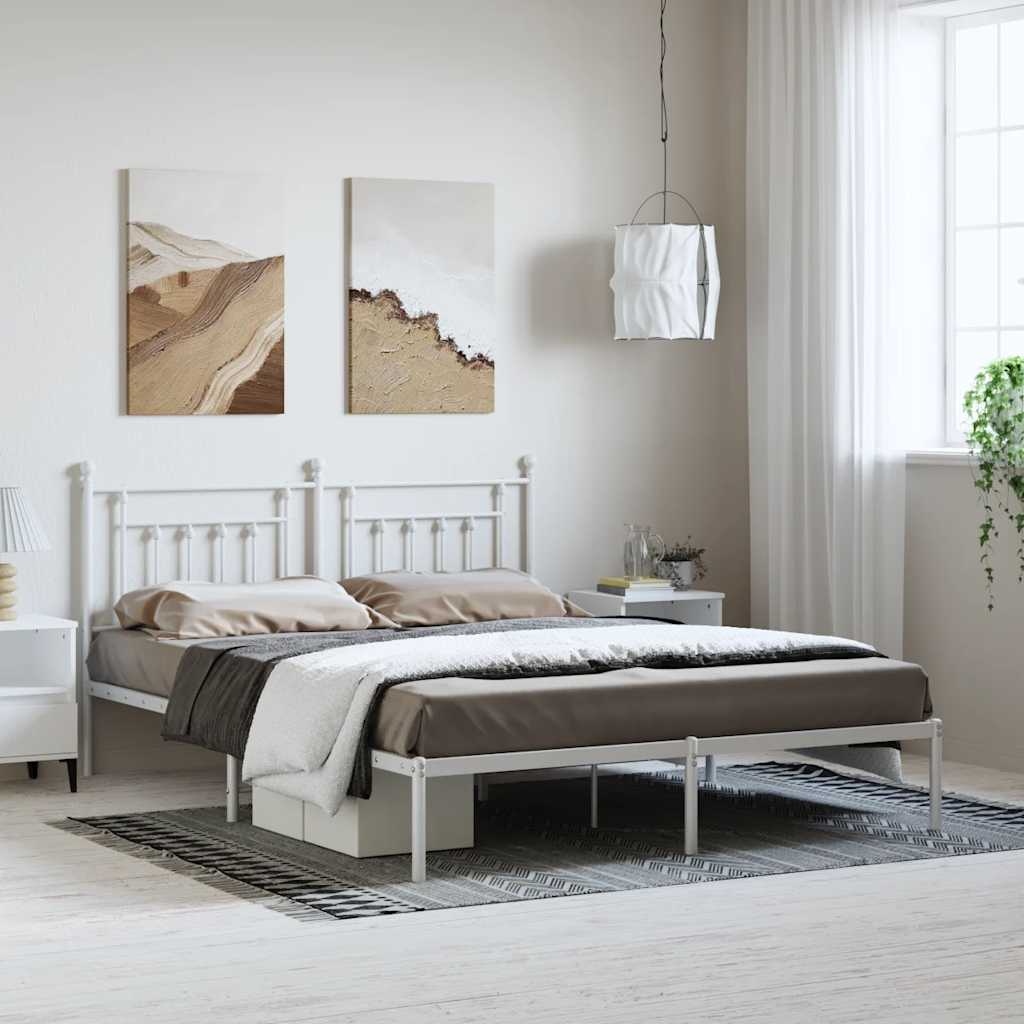 Metalni okvir za krevet s uzglavljem bijeli 183x213 cm