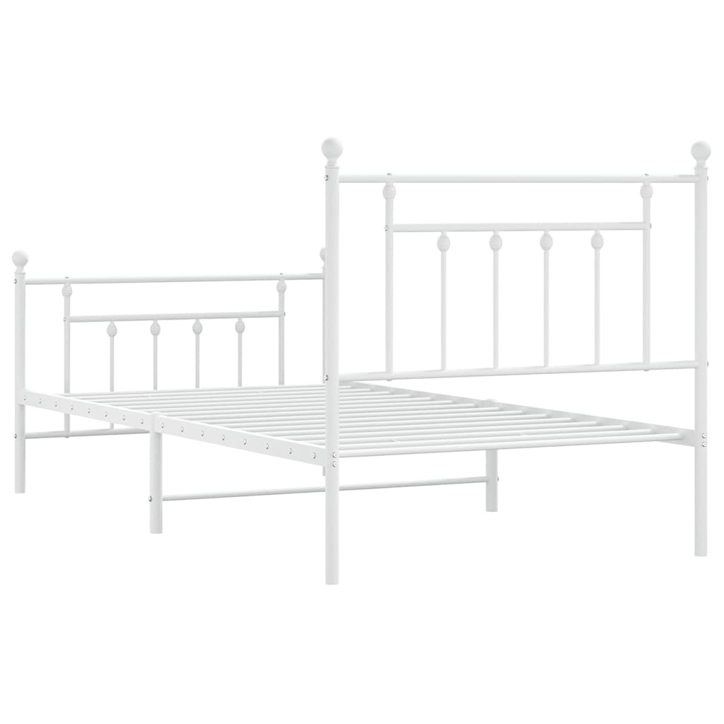 Metalni okvir kreveta uzglavlje i podnožje bijeli 100x190 cm