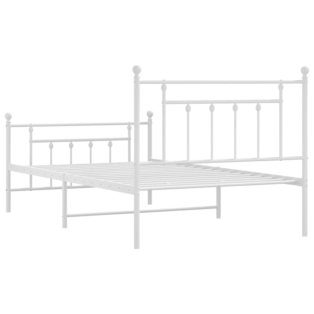 Metalni okvir kreveta uzglavlje i podnožje bijeli 100x200 cm