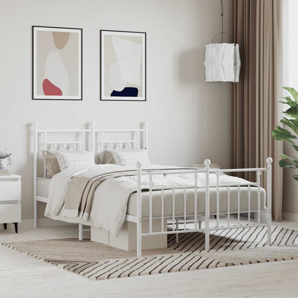 Metalni okvir kreveta uzglavlje i podnožje bijeli 120x190 cm
