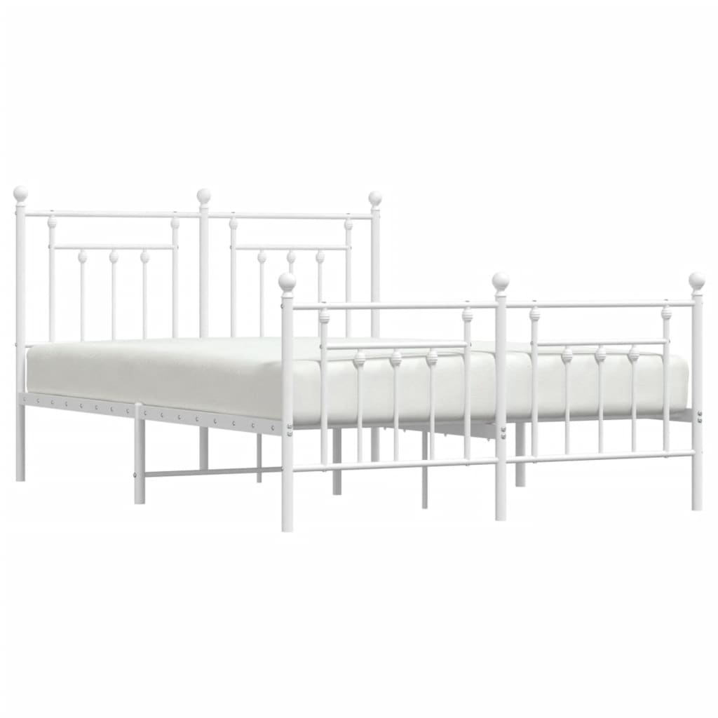 Metalni okvir kreveta uzglavlje i podnožje bijeli 140 x 190 cm