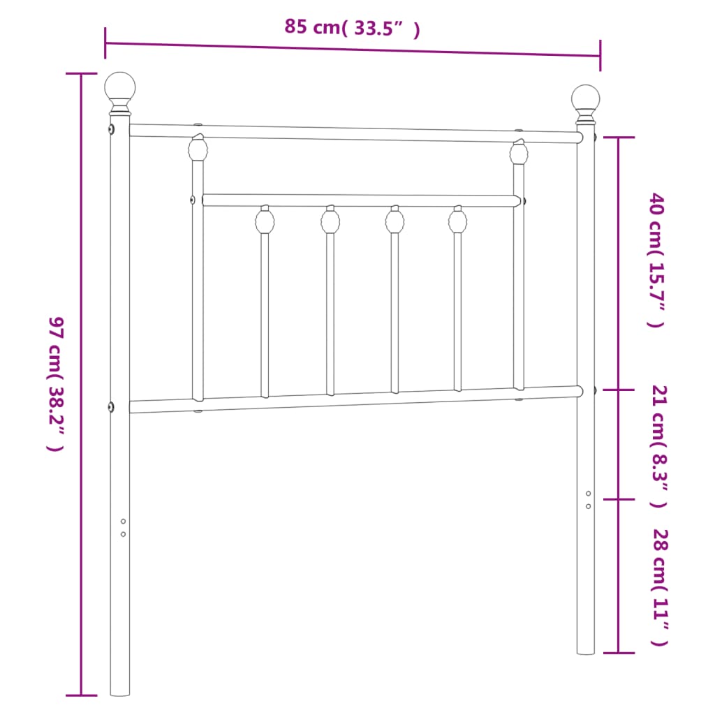 Metalno zamjensko uzglavlje bijelo 80 cm