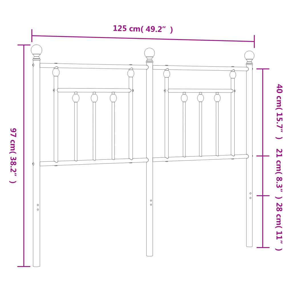Metalno zamjensko uzglavlje bijelo 120 cm