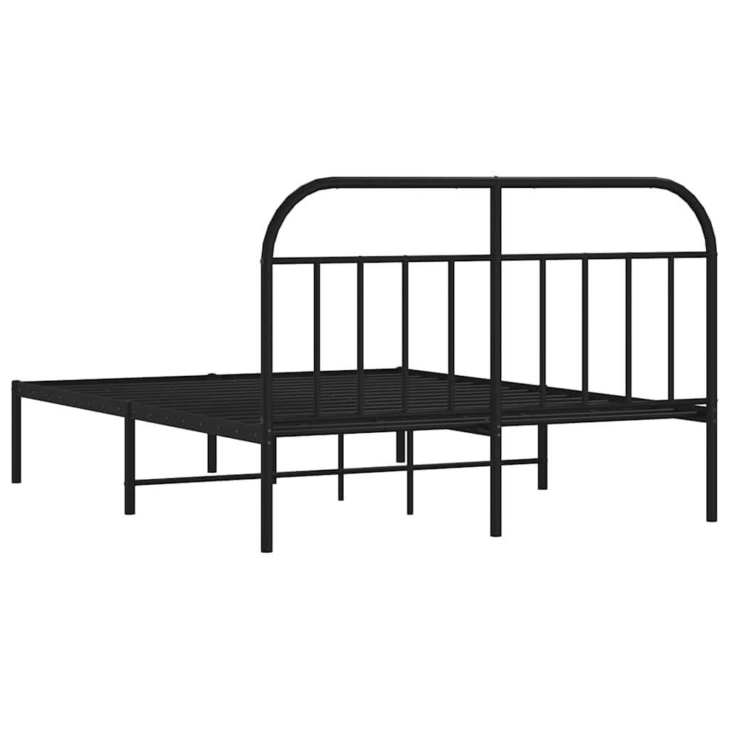 Metalni okvir za krevet s uzglavljem crni 135x190 cm