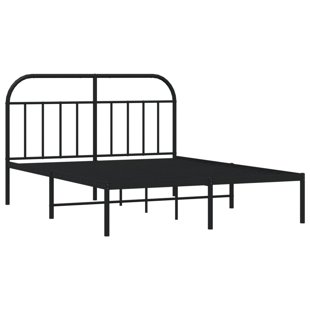 Metalni okvir za krevet s uzglavljem crni 140x190 cm
