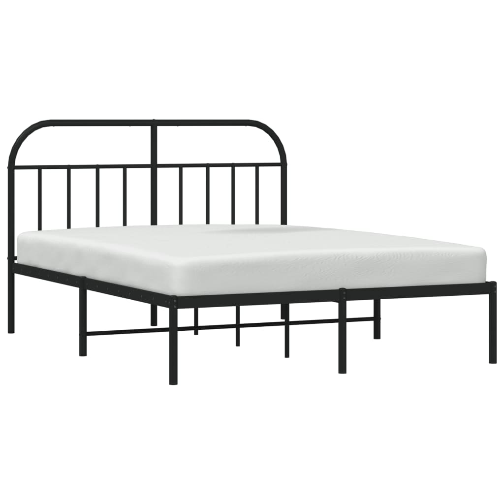 Metalni okvir za krevet s uzglavljem crni 140x190 cm