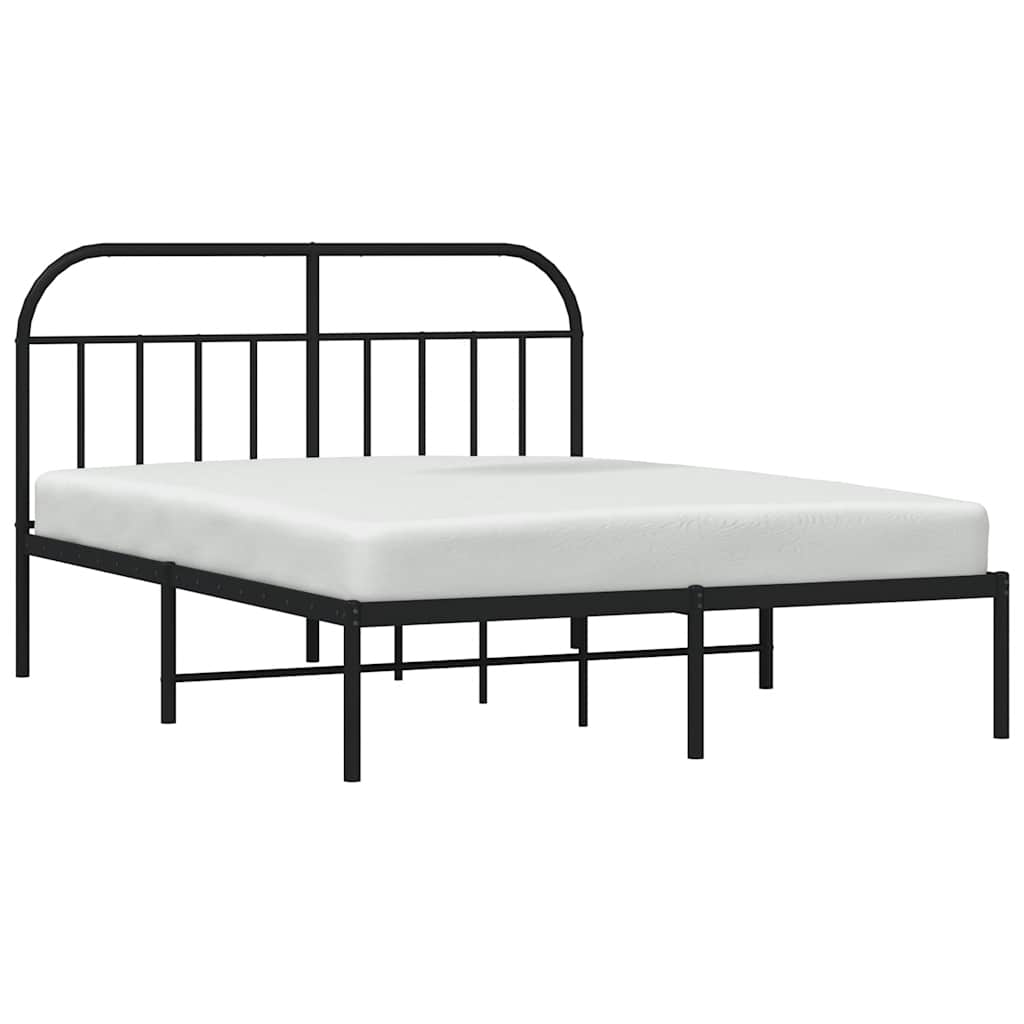 Metalni okvir za krevet s uzglavljem crni 150x200 cm