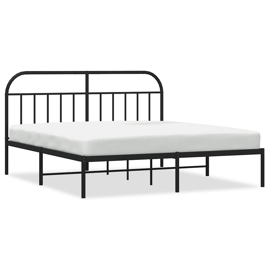 Metalni okvir za krevet s uzglavljem crni 180x200 cm