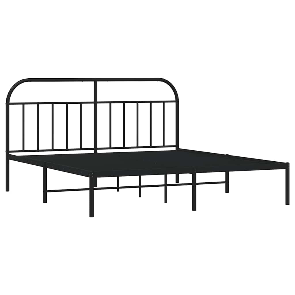 Metalni okvir za krevet s uzglavljem crni 180x200 cm