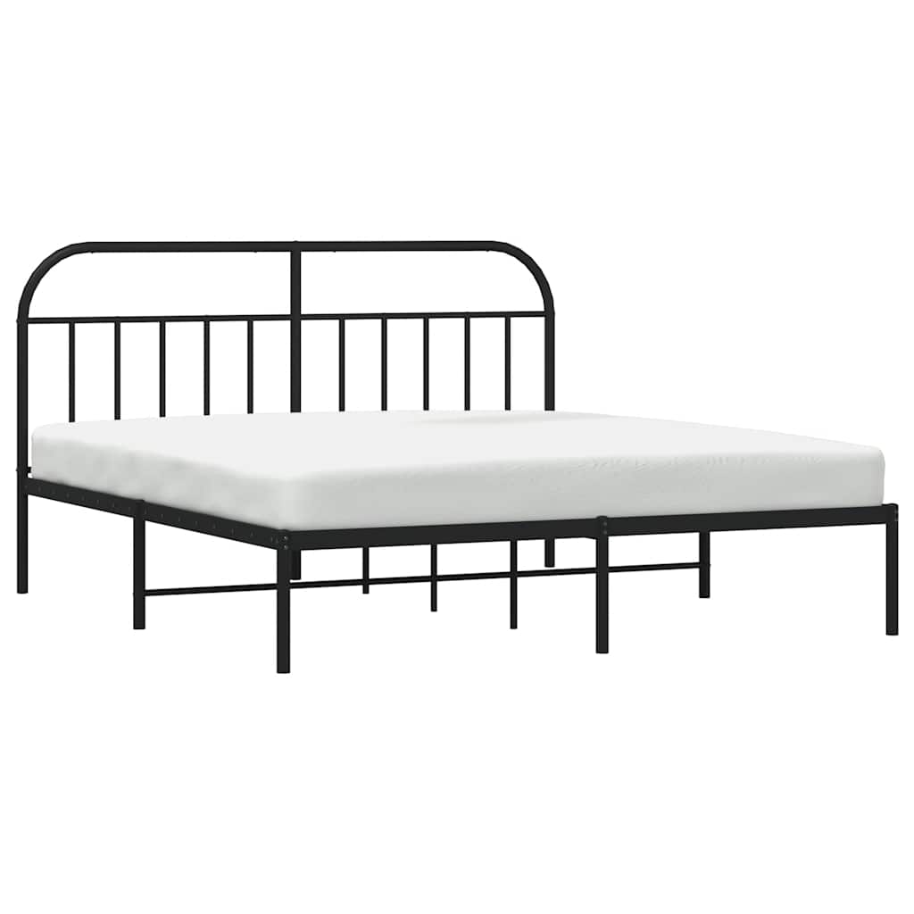 Metalni okvir za krevet s uzglavljem crni 180x200 cm