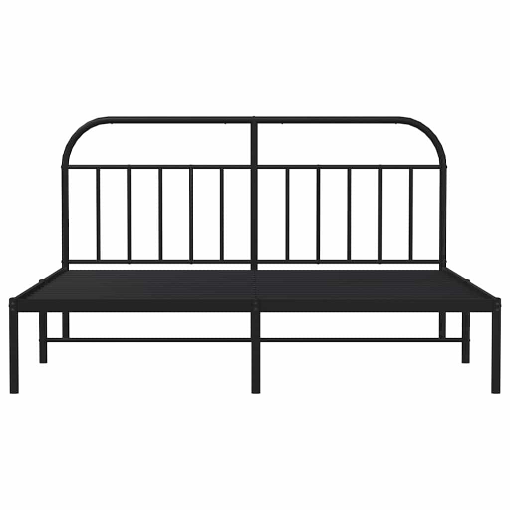 Metalni okvir za krevet s uzglavljem crni 180x200 cm