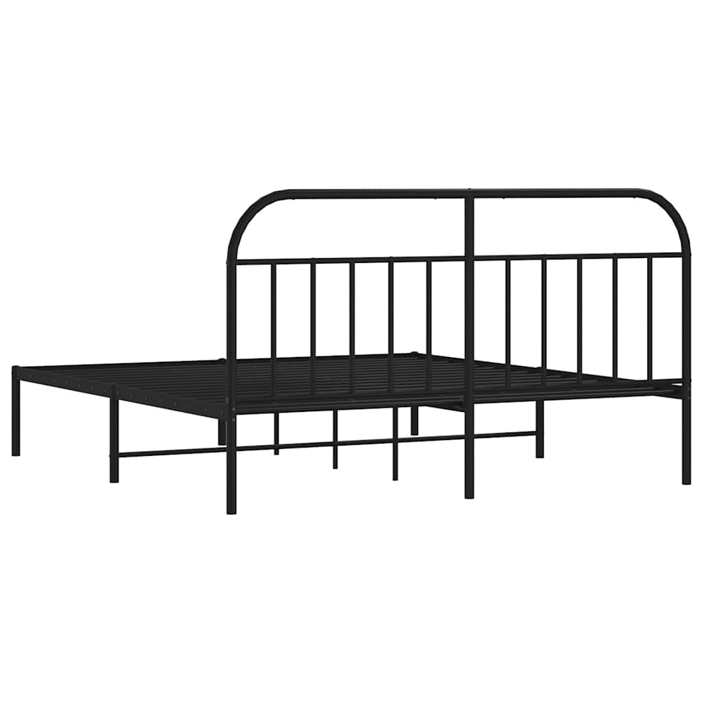 Metalni okvir za krevet s uzglavljem crni 180x200 cm