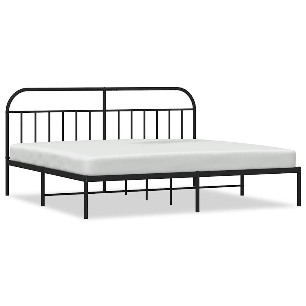 Metalni okvir za krevet s uzglavljem crni 193x203 cm