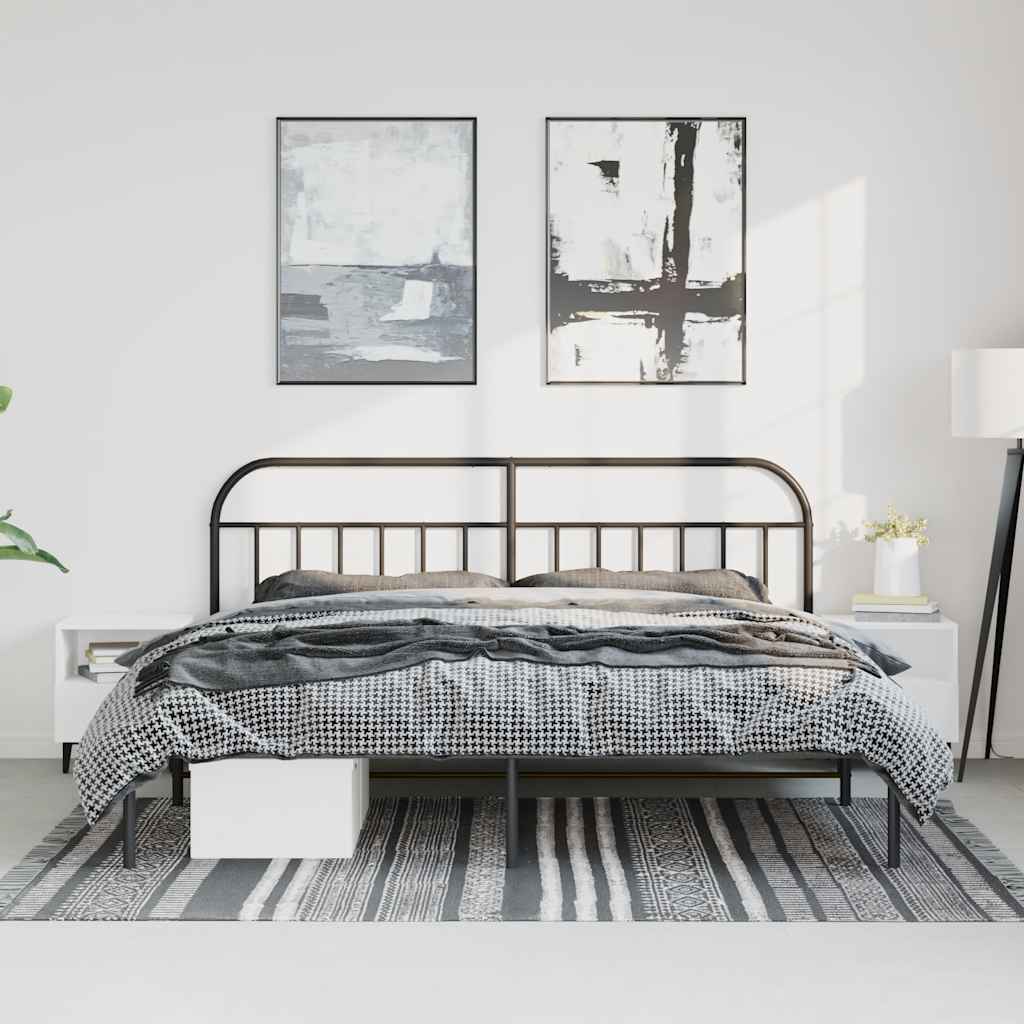 Metalni okvir za krevet s uzglavljem crni 193x203 cm