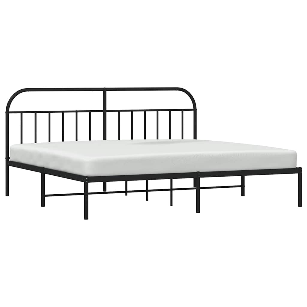 Metalni okvir za krevet s uzglavljem crni 193x203 cm