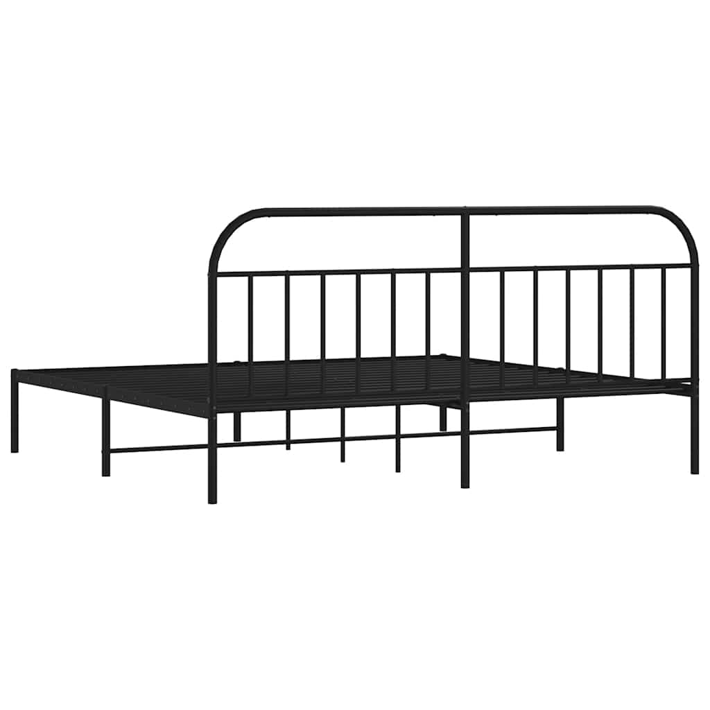 Metalni okvir za krevet s uzglavljem crni 193x203 cm