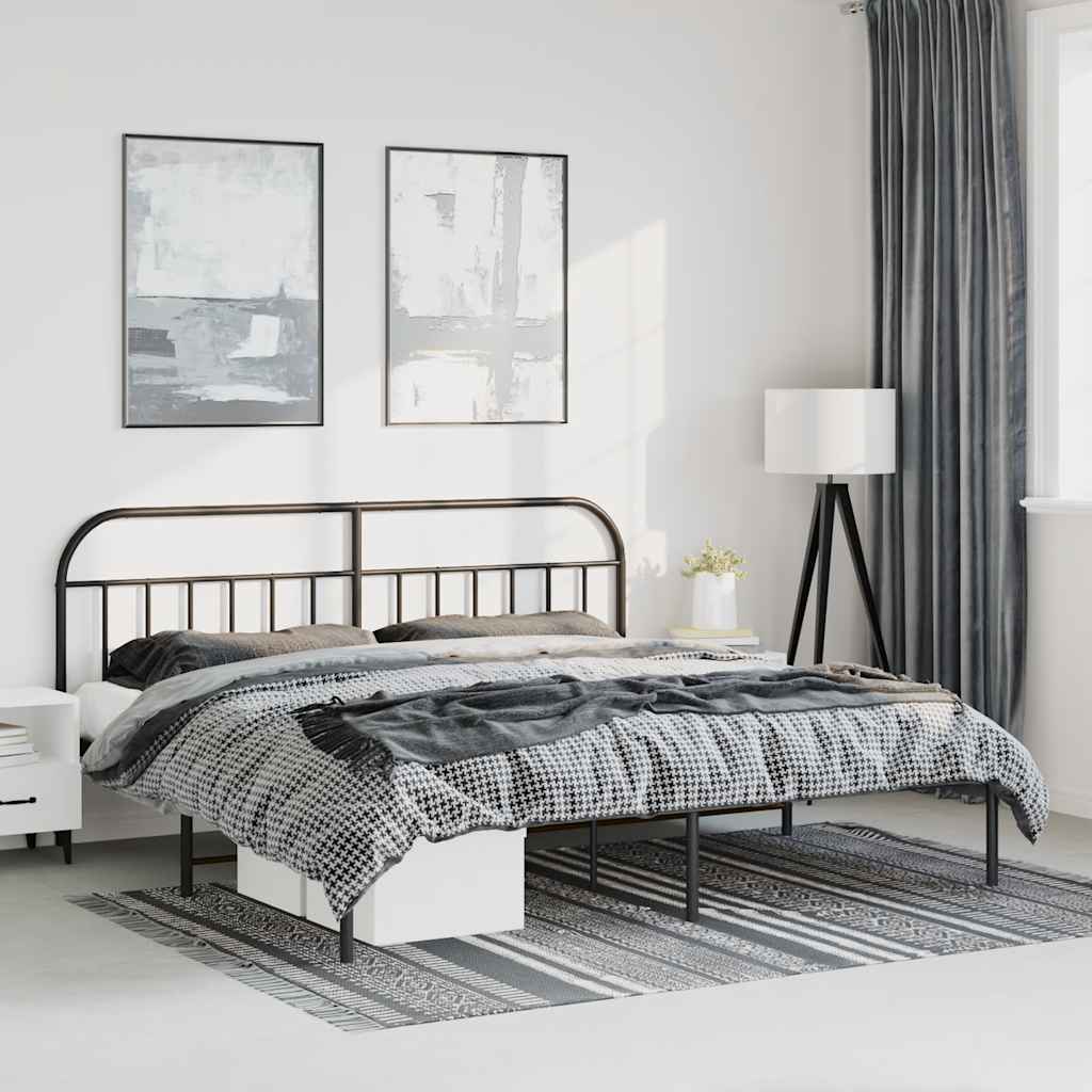 Metalni okvir za krevet s uzglavljem crni 193x203 cm