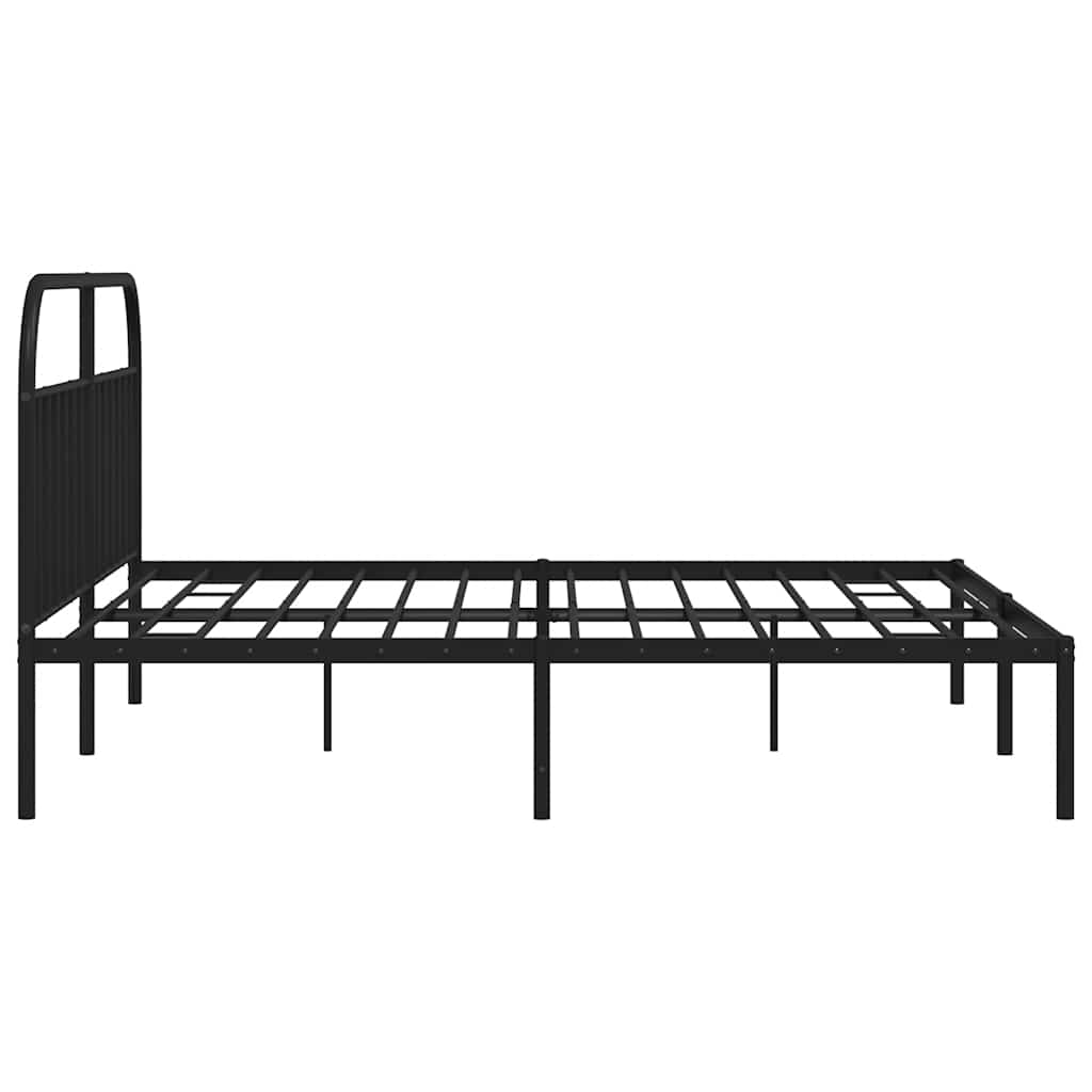 Metalni okvir za krevet s uzglavljem crni 200x200 cm