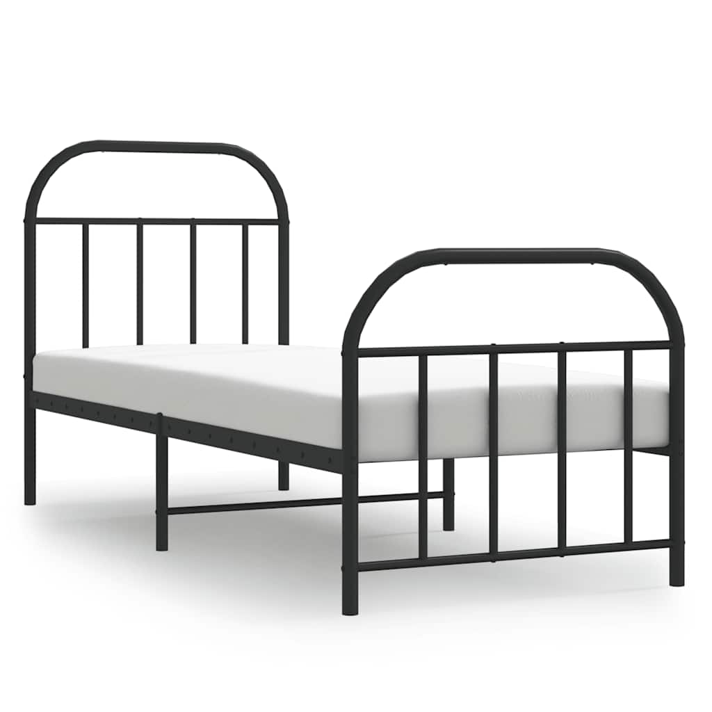 Metalni okvir kreveta uzglavlje i podnožje crni 75x190 cm