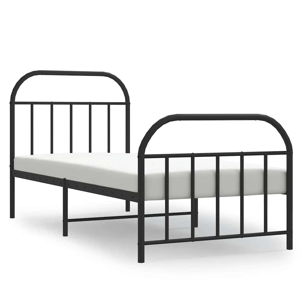 Metalni okvir kreveta uzglavlje i podnožje crni 90x190 cm