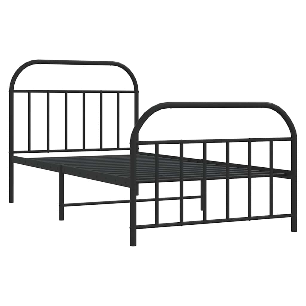 Metalni okvir kreveta uzglavlje i podnožje crni 100x190 cm
