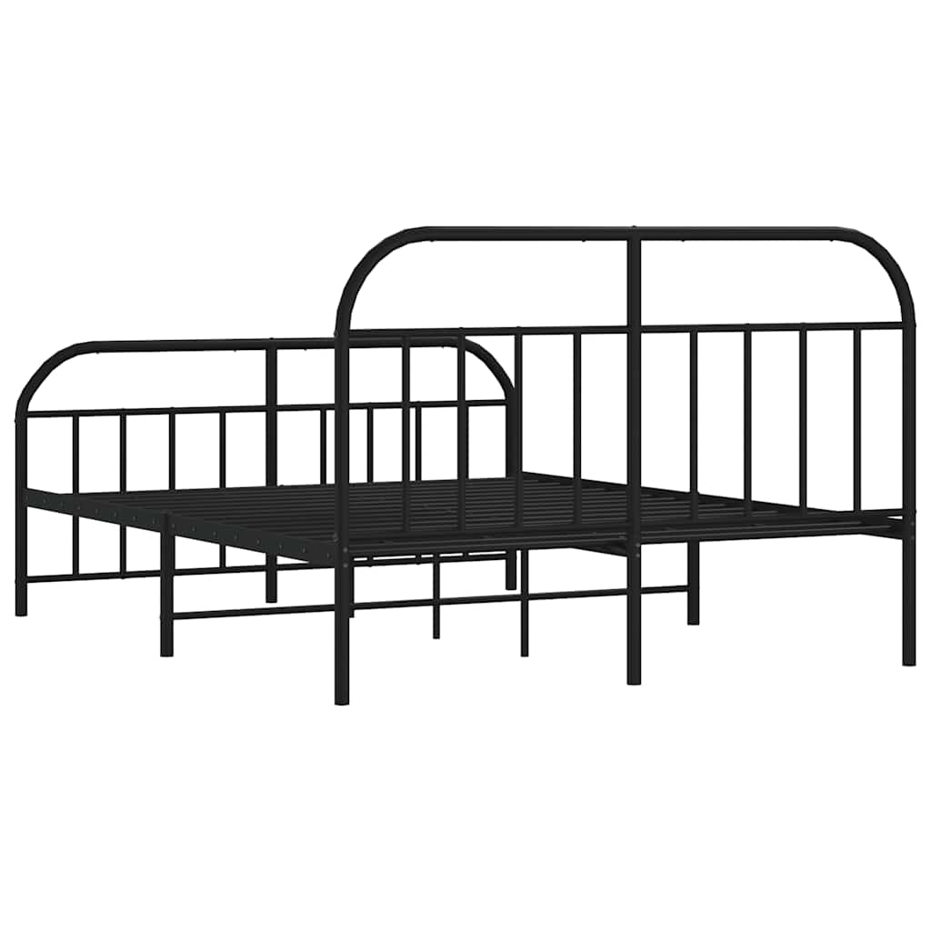 Metalni okvir kreveta uzglavlje i podnožje crni 135x190 cm