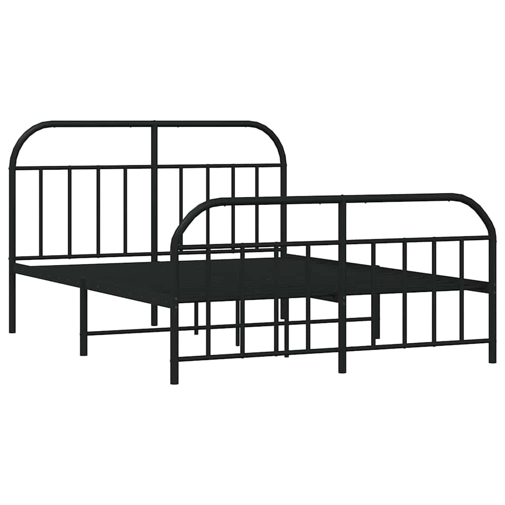Metalni okvir kreveta uzglavlje i podnožje crni 140x200 cm