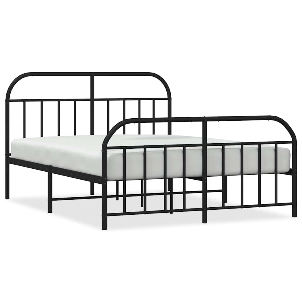 Metalni okvir kreveta uzglavlje i podnožje crni 150x200 cm