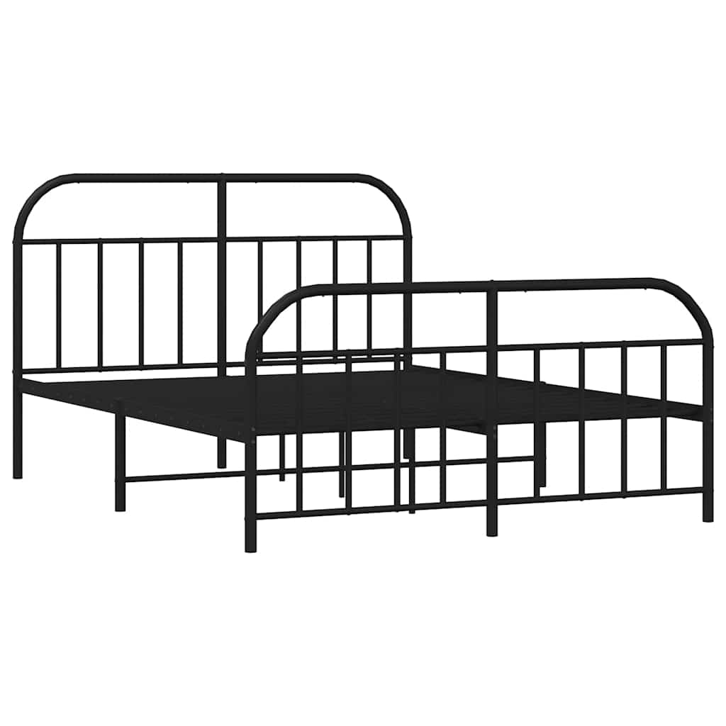 Metalni okvir kreveta uzglavlje i podnožje crni 150x200 cm