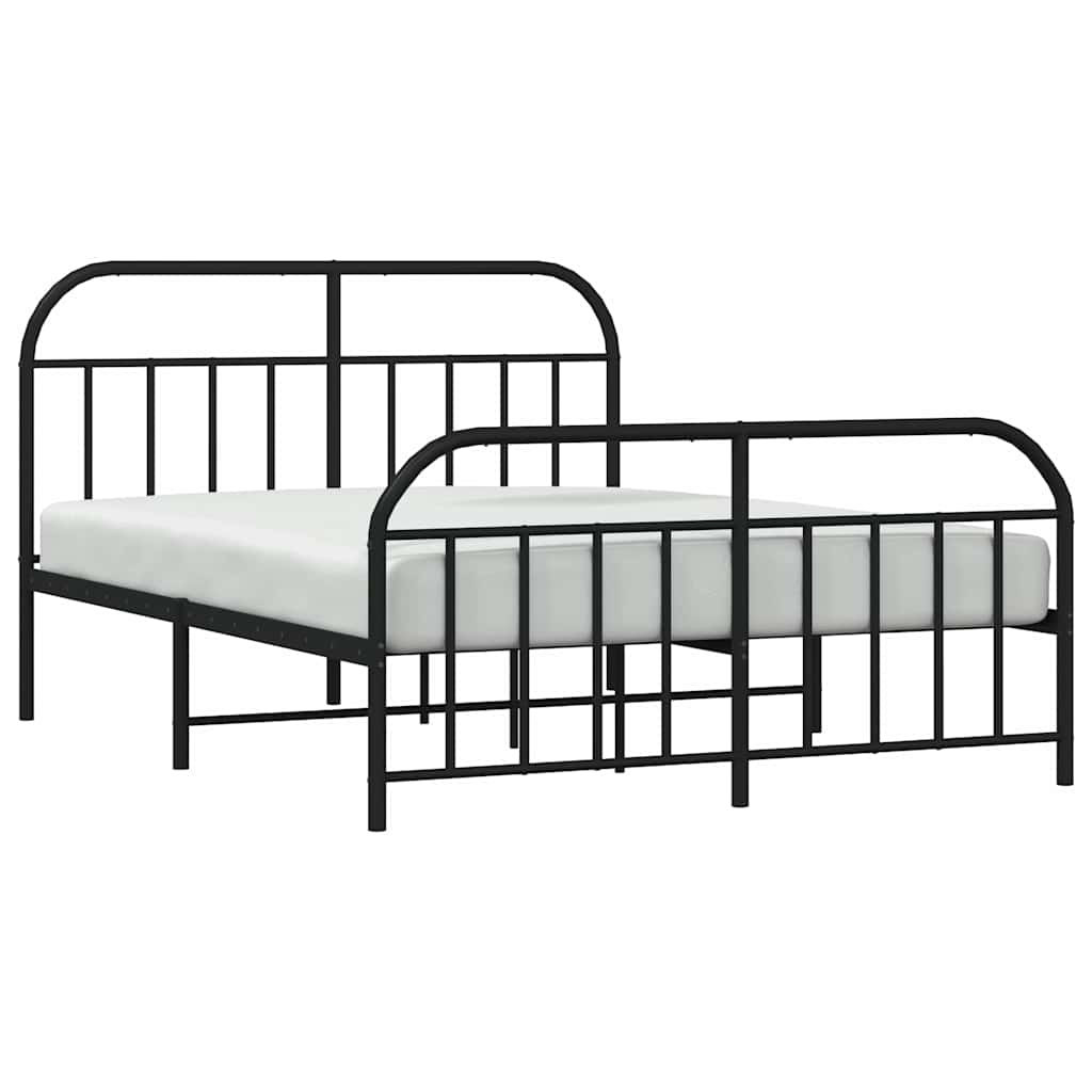 Metalni okvir kreveta uzglavlje i podnožje crni 150x200 cm