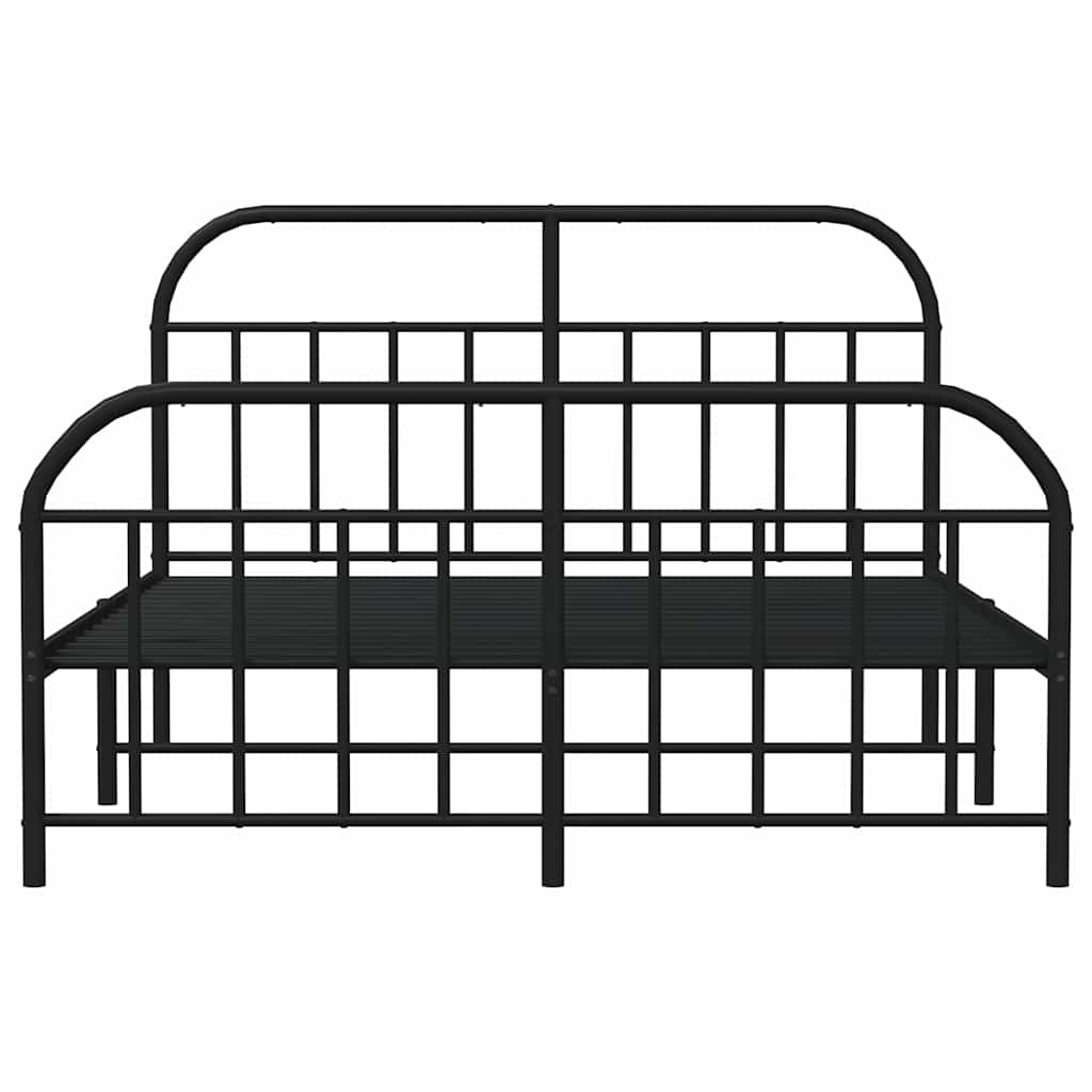 Metalni okvir kreveta uzglavlje i podnožje crni 150x200 cm