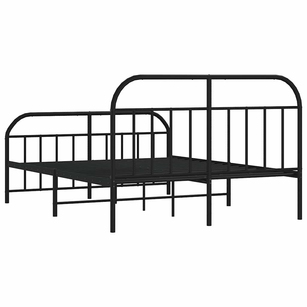 Metalni okvir kreveta uzglavlje i podnožje crni 150x200 cm