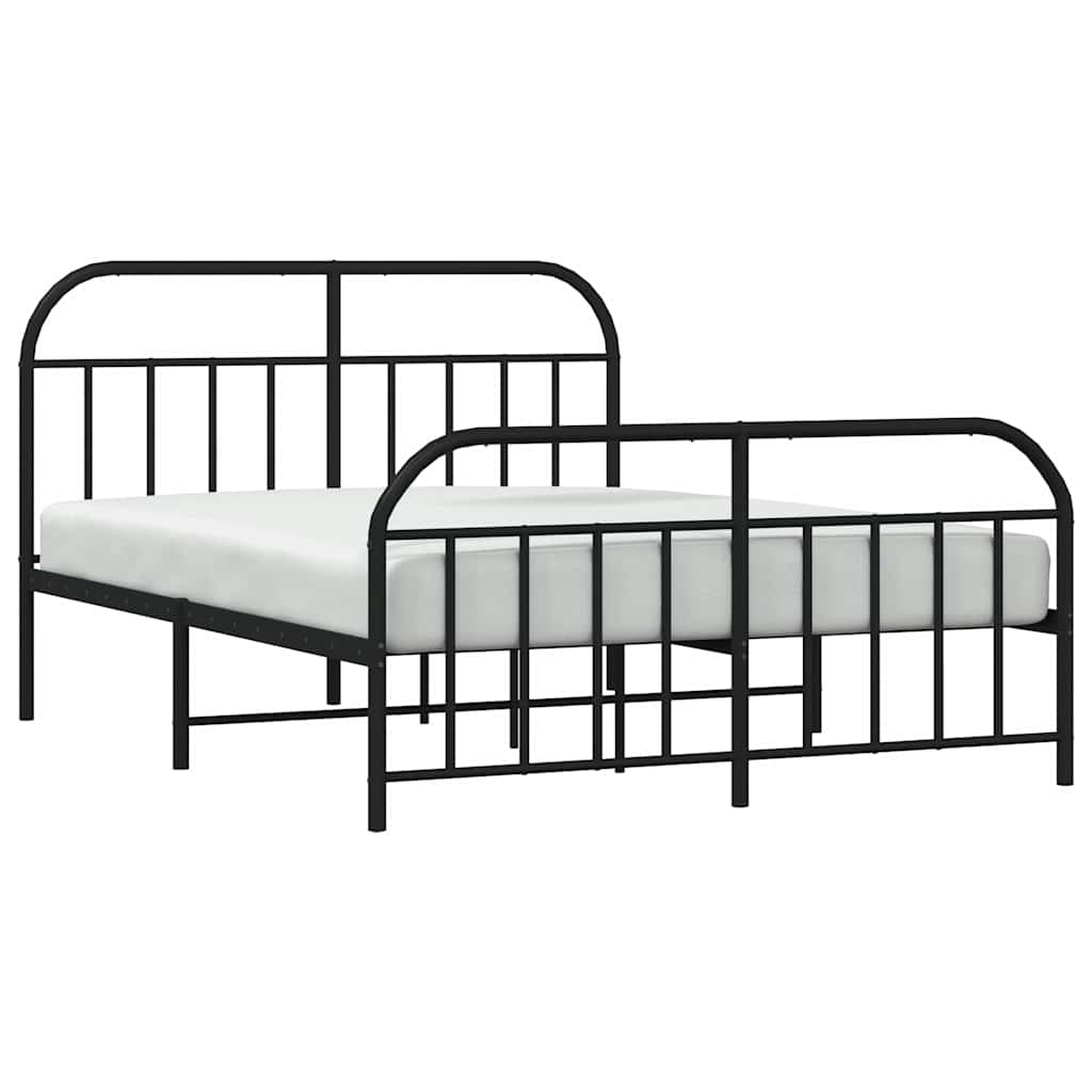 Metalni okvir kreveta uzglavlje i podnožje crni 183x213 cm