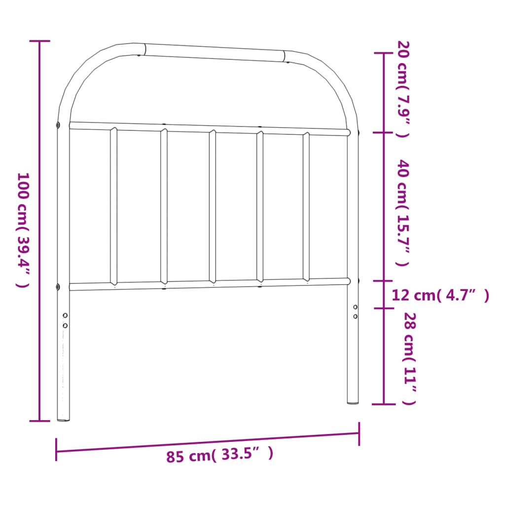 Metalno zamjensko uzglavlje crno 80 cm